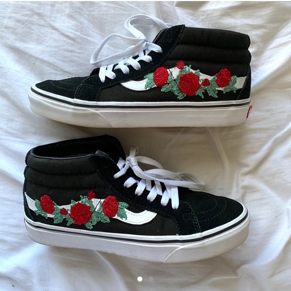 Vans Shoes - Rose Embroidered Sk8 Mid Vans